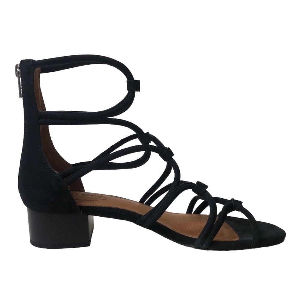 NEW Black Strappy sandals 2.5” Block Heel Corso Como Suede Leather comfortable
